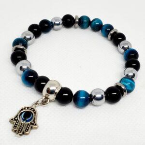 triple protection bracelet with aquamarine tigers eye