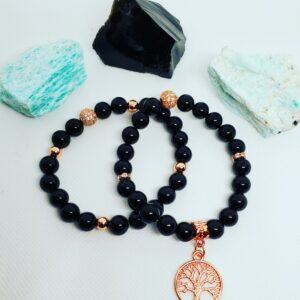 black onyx rose gold set with tree of life